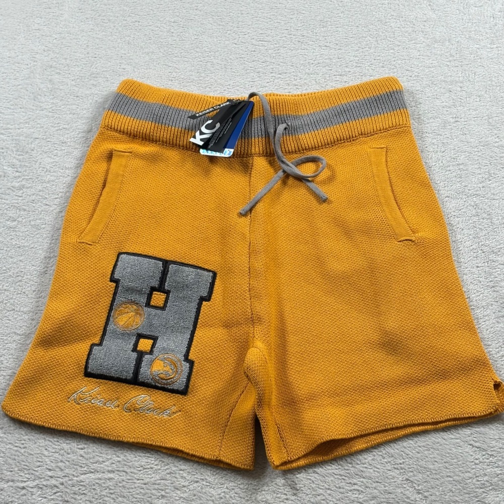 Atlanta Hawks NBA x Keiser Clark No Caller ID Knit Shorts - Yellow/Gray Large